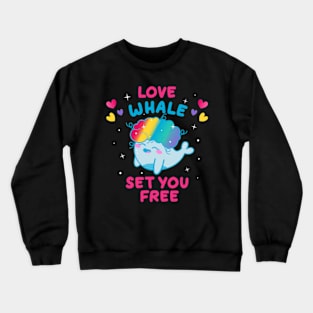 Cute Rainbow Pride Whale Pun Design Crewneck Sweatshirt